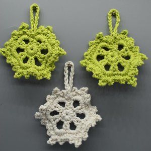 Handcrafted Crochet SnowFlake Ornaments set of Three